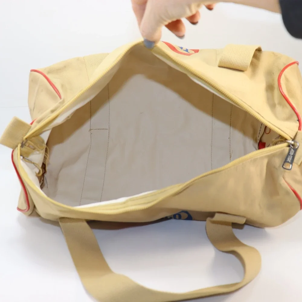 Tenneco Duffle Bag Medium Tan Unisex Vintage Canvas Travel Luggage